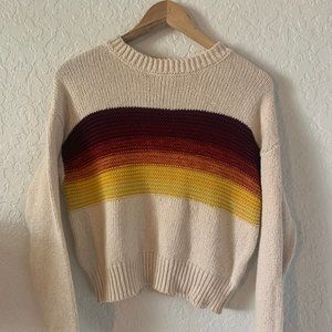 70s inspired red to yellow stripe knit sweater